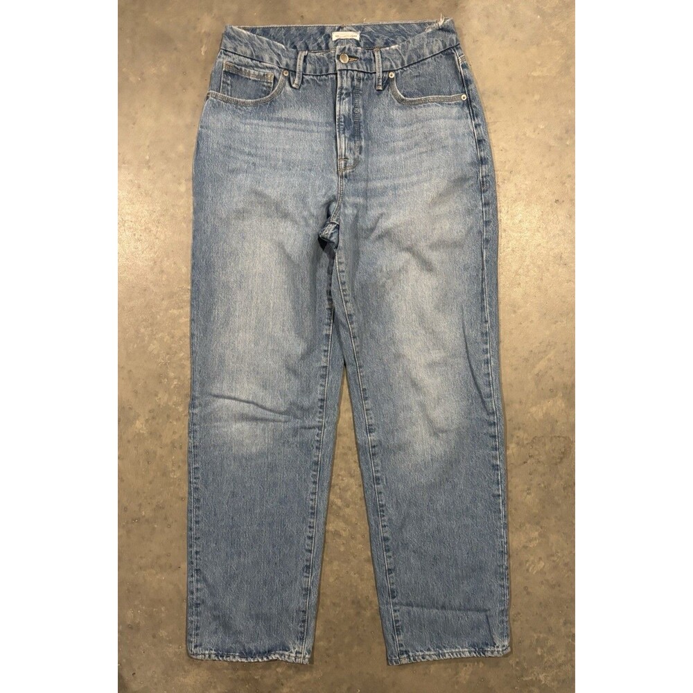 Good American Jeans Straight Wide Leg Women’s 4/27 Baggy Cotton Distressed